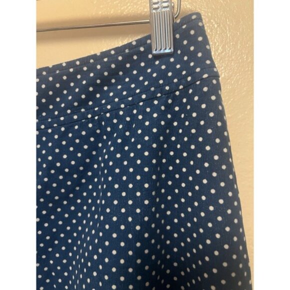 Vanessa Virginia Anthropologie Blue Midi Polka Dot Corduroy Skirt Pockets Sz 8 - Picture 8 of 12
